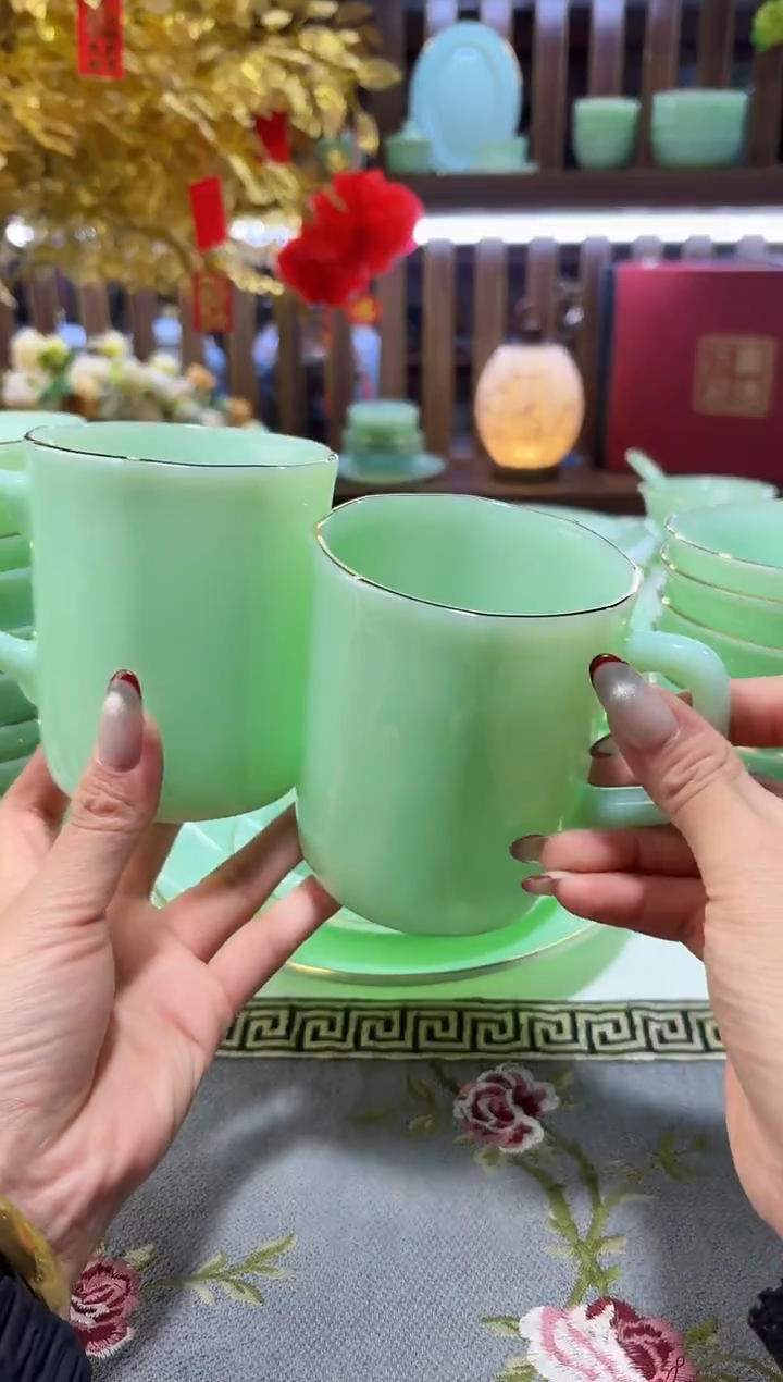 玉瓷马克杯2只水具