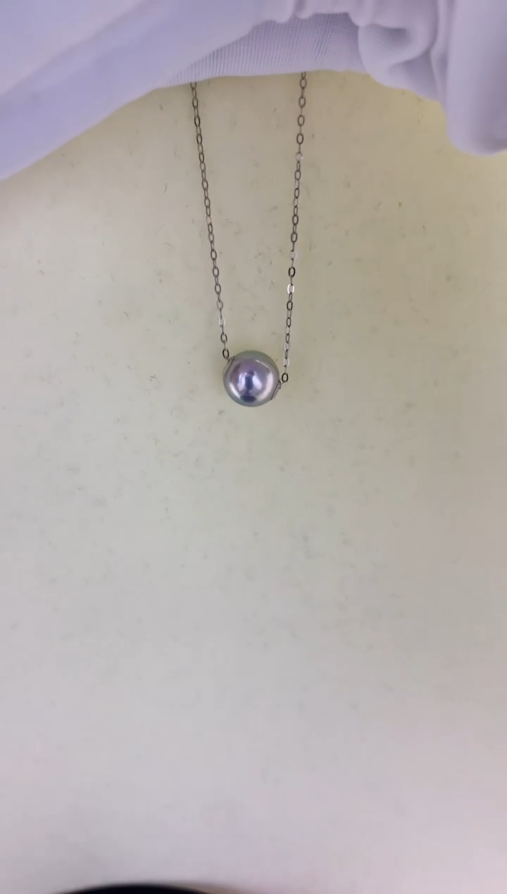 18K金镶嵌DA海水珍珠 灰珠路路通8-8.5MM GD064