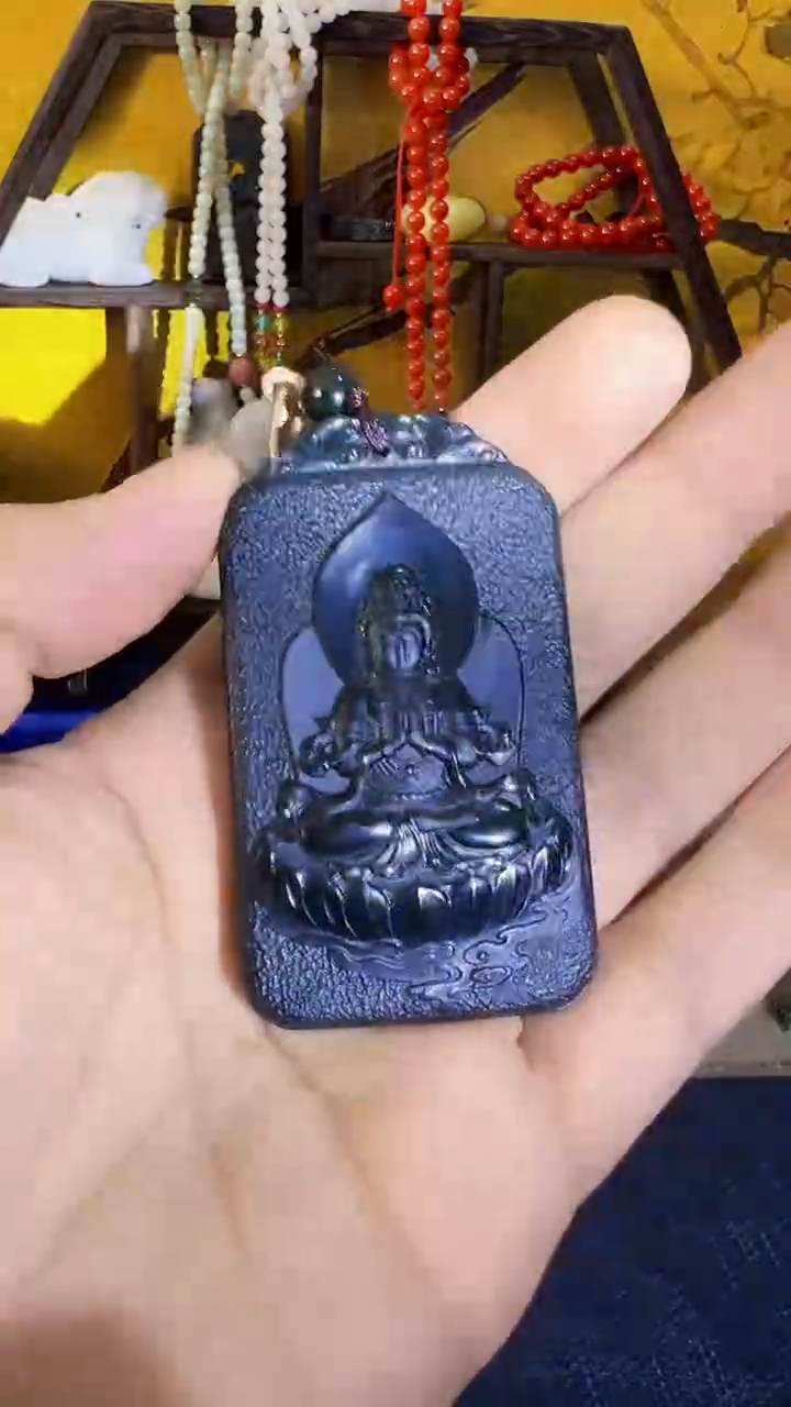 【闪购商品】和田玉（青玉）挂件未镶嵌和田 tq 观音牌（飞铃文玩）
