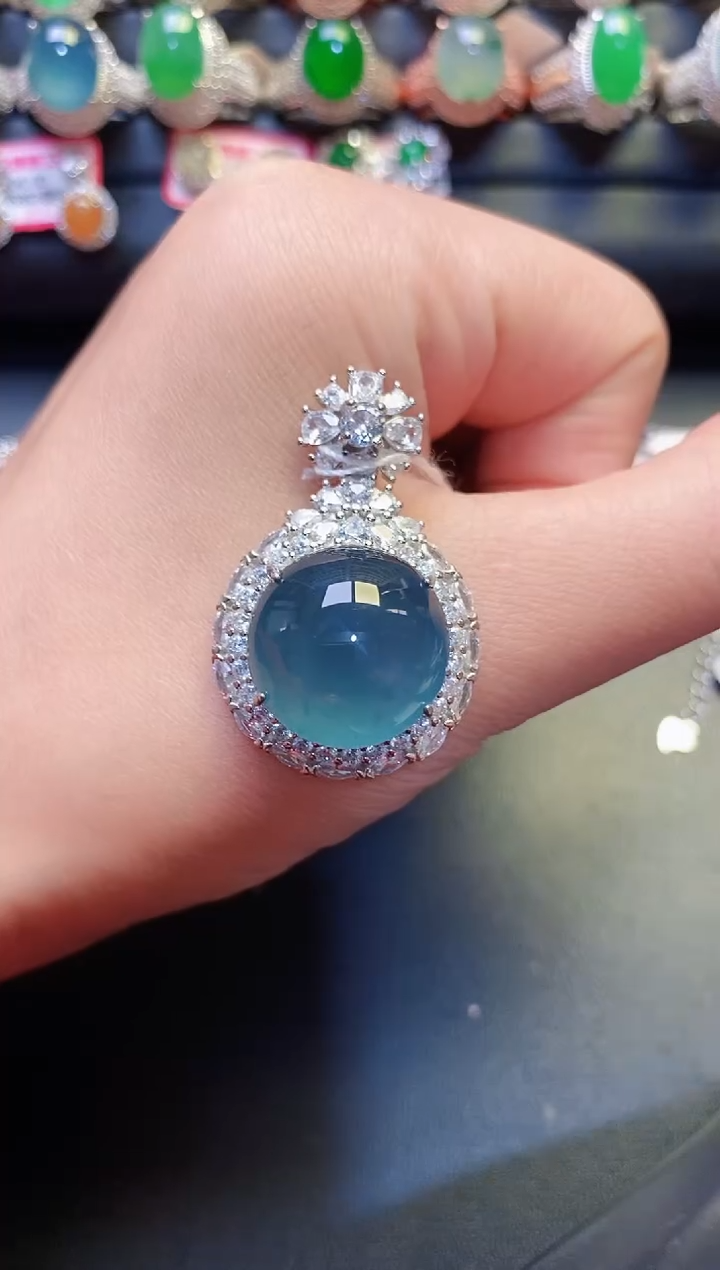 银S925镶嵌戒指翡翠天然