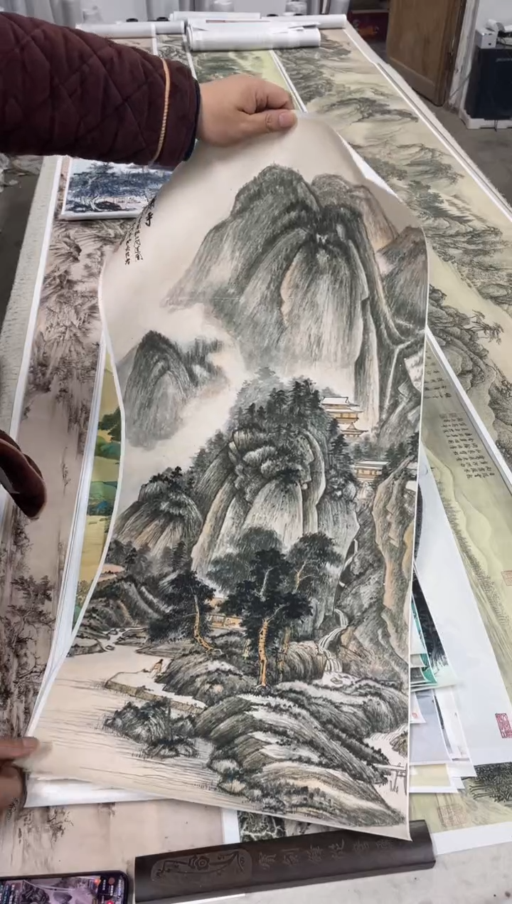 4 张大千山水 微喷复刻