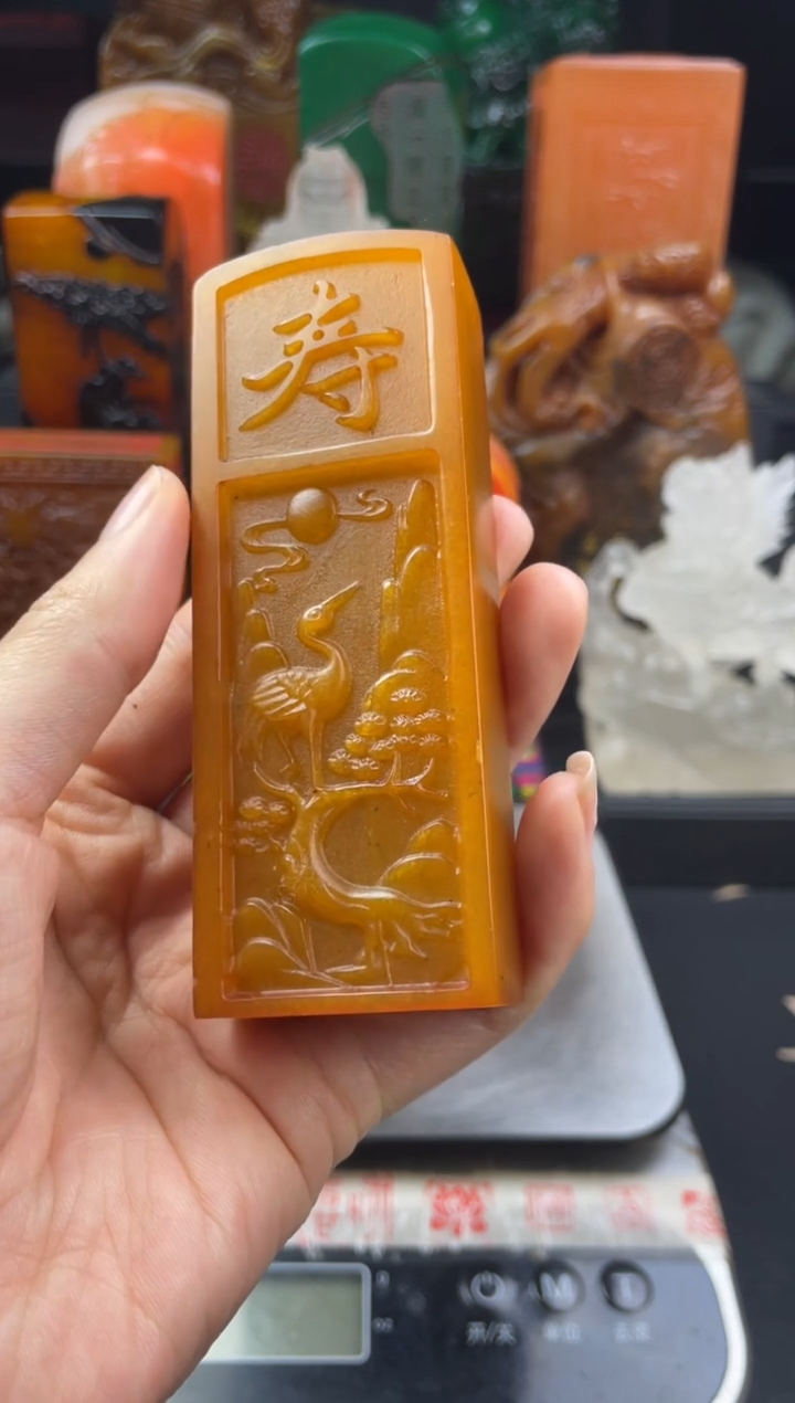 寿山石印石田黄福寿双全鹿鹤同春-风雅颂