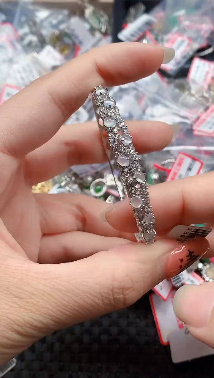 银S925镶嵌戒指翡翠天然A货缅甸翡翠