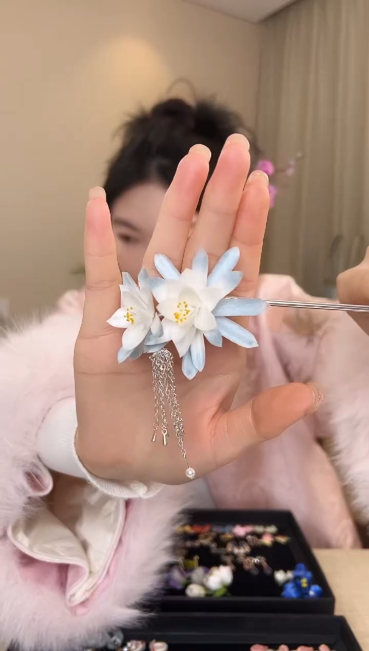 刺绣依*昙花发簪