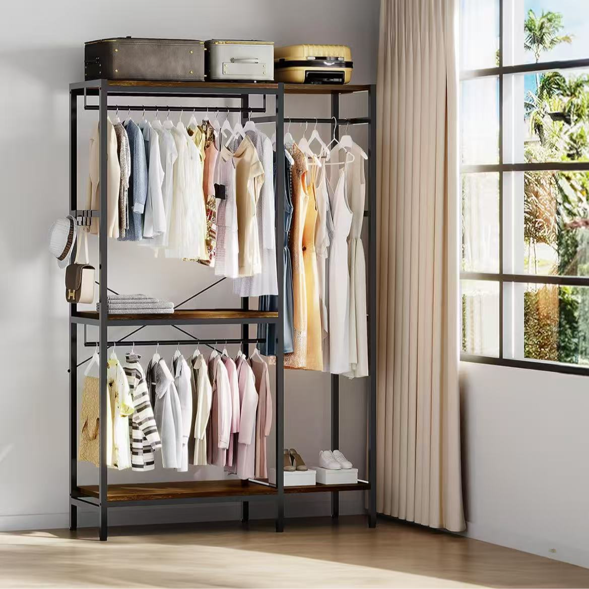 【库存】ZER003重型衣帽架置物架（120*40*183）