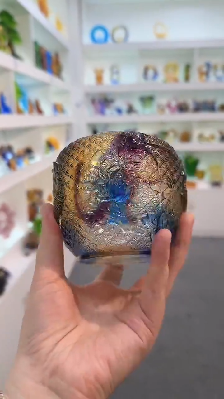 手工艺品琉璃彩色鱼盆