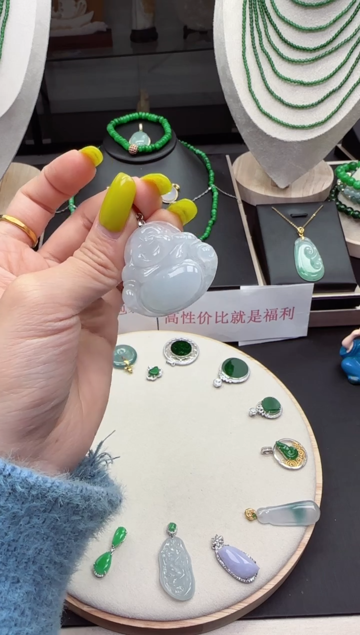 【闪购商品】翡翠吊坠(不含链)银S925镶嵌【海莎一口翠】翡翠挂件1