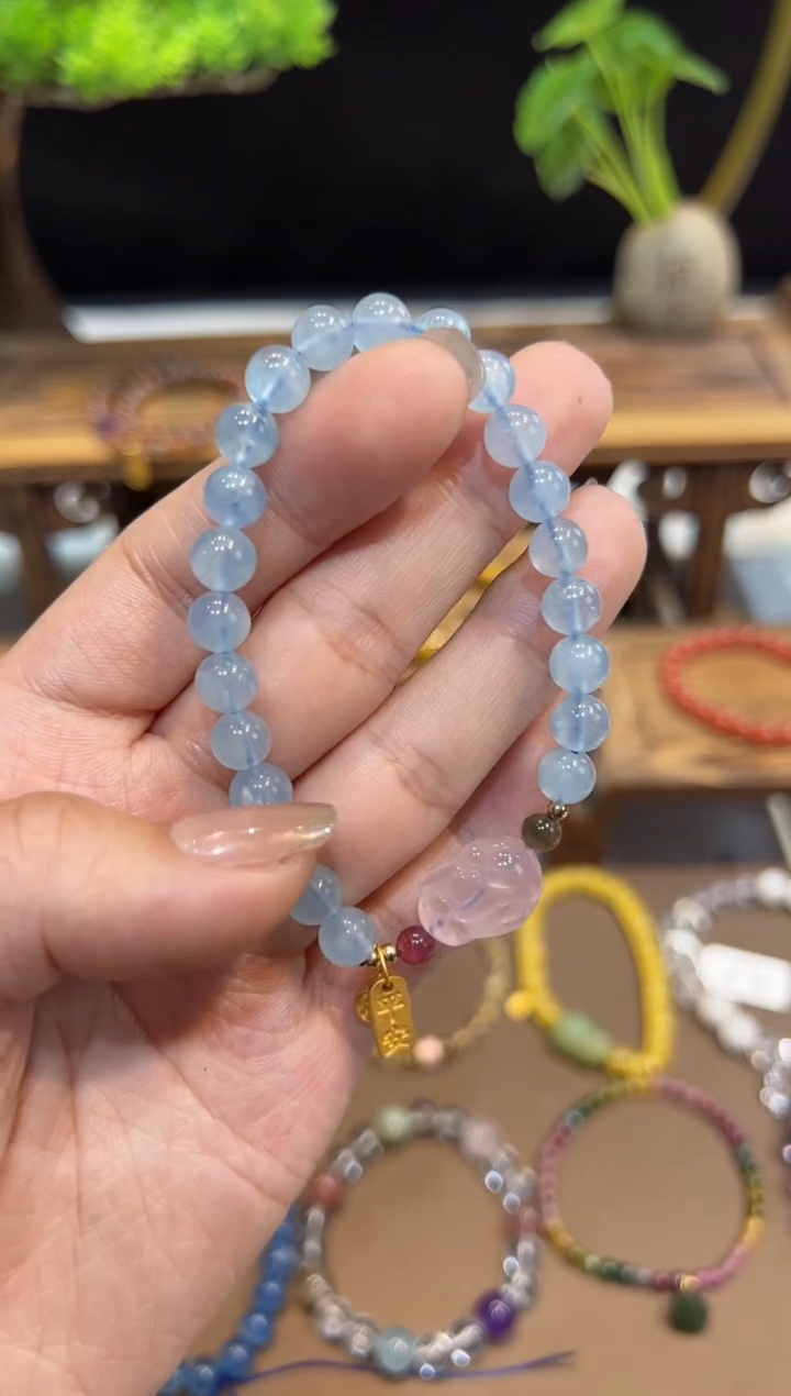 【闪购商品】海蓝宝石手链未镶嵌手饰@@