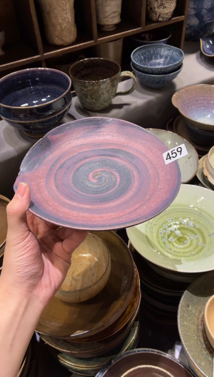 瓷片满*459微瑕莫奈油画手工盘1个