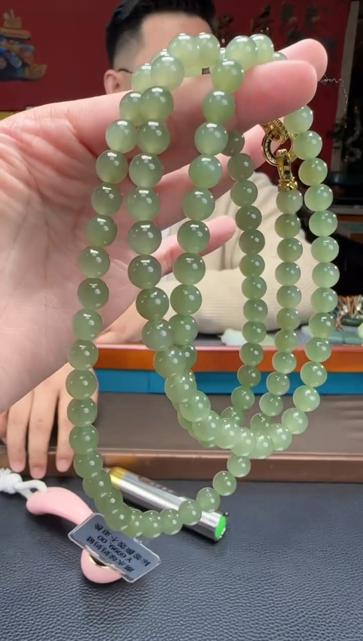 【闪购商品】和田玉颈饰未镶嵌高冰晴108颗多圈卡8
