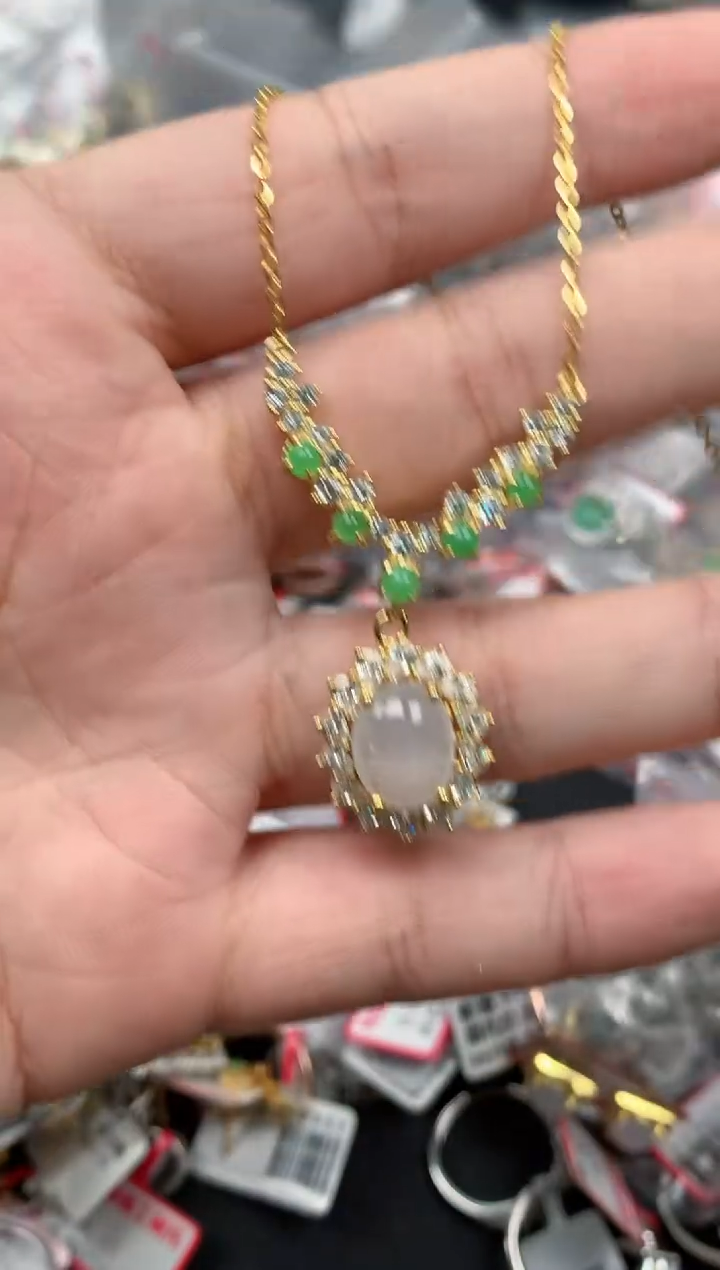 翡翠戒指银S925镶嵌天然A货缅甸翡翠