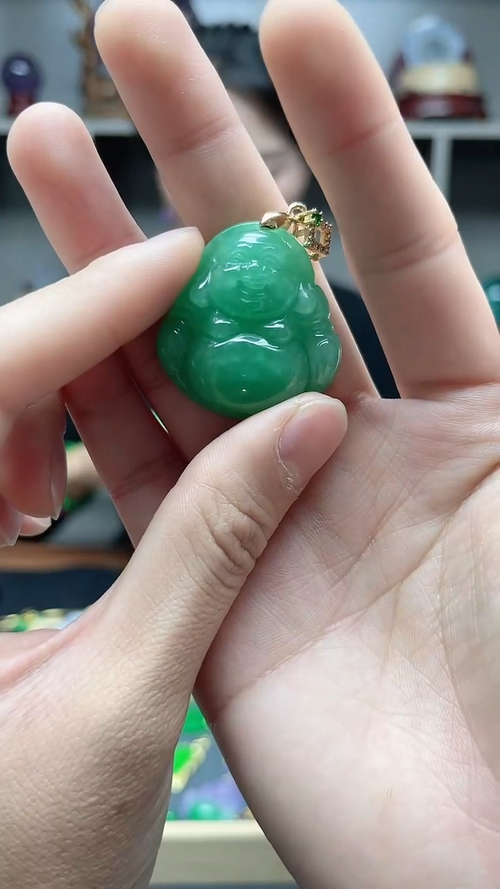 【闪购商品】翡翠吊坠(赠链)14K金镶嵌吊坠