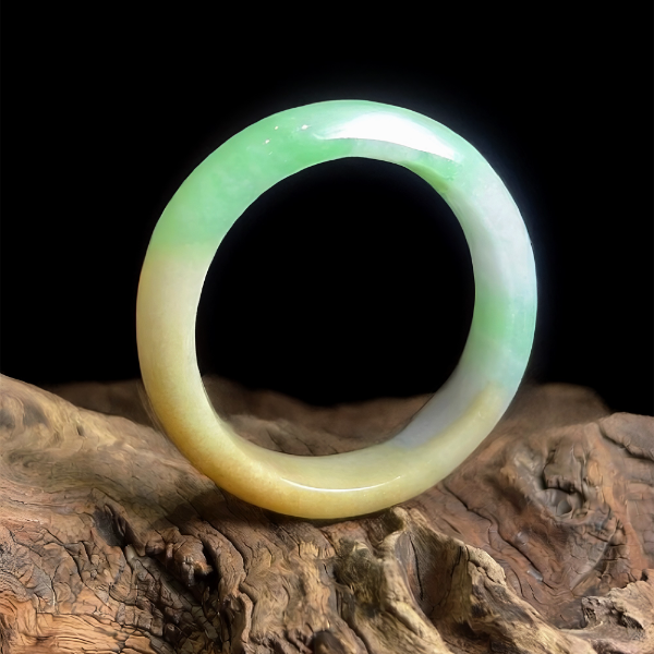 Colourful Yunnan/七彩云南天然翡翠糯冰种福禄寿三色翡翠手镯