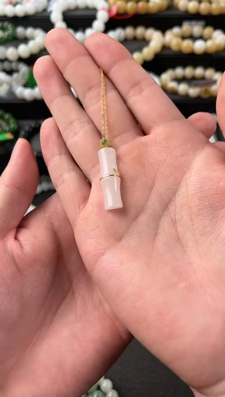 【闪购商品】和田玉吊坠未镶嵌且末天泰白玉竹节吊坠微色差