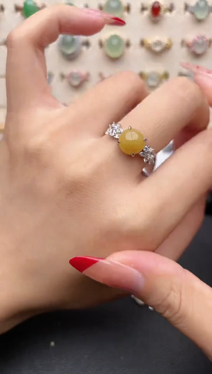 【闪购商品】翡翠戒指银S925镶嵌一物一证一礼盒