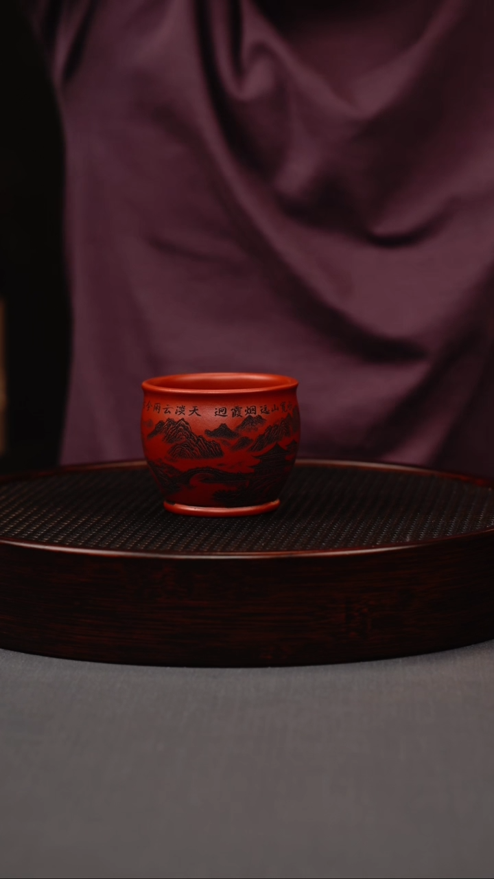 茶壶紫砂红皮龙山水主人杯