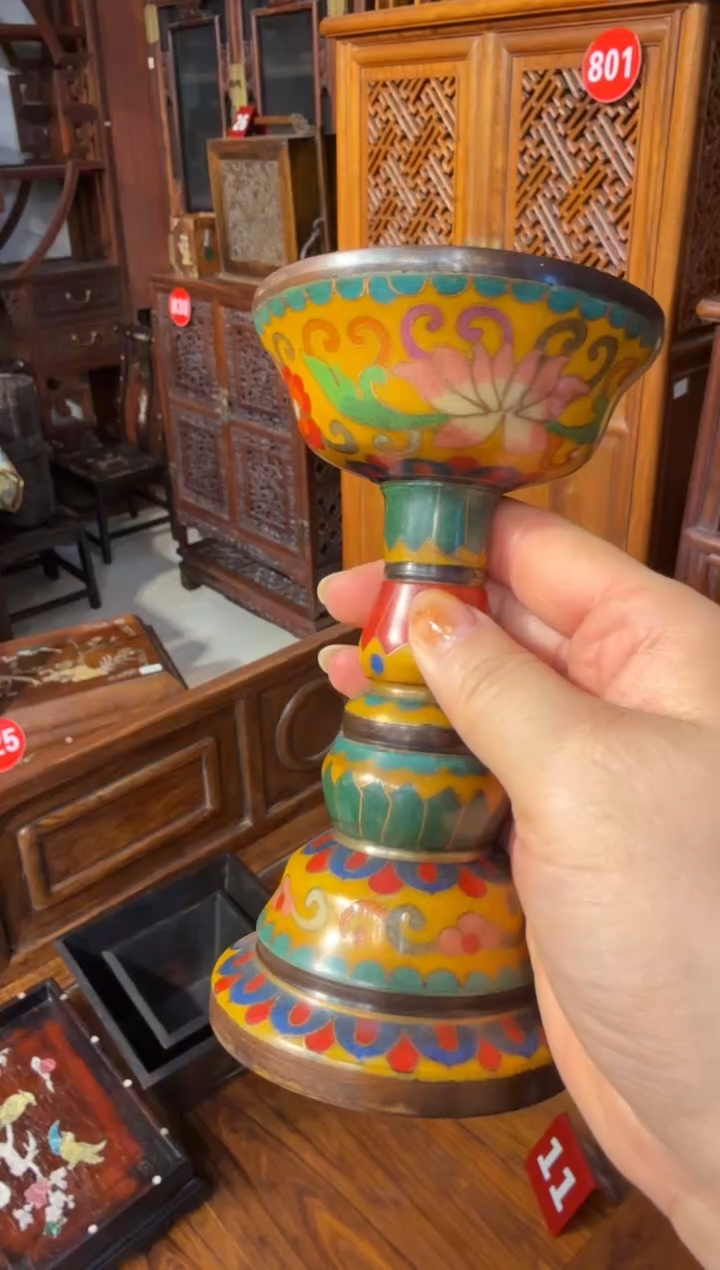 木珐琅彩黄烛台500.888888