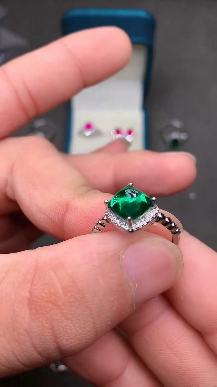 【闪购商品】祖母绿戒指银S925镶嵌·····