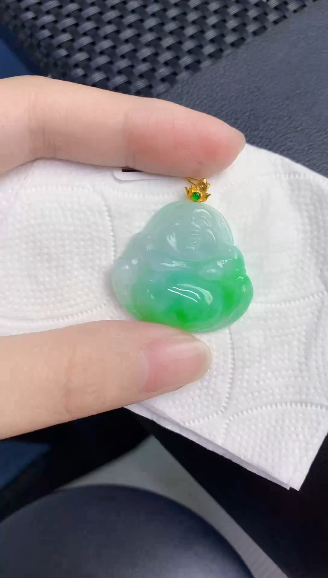 颈饰18K金镶嵌翡翠天然翡翠缅甸A货