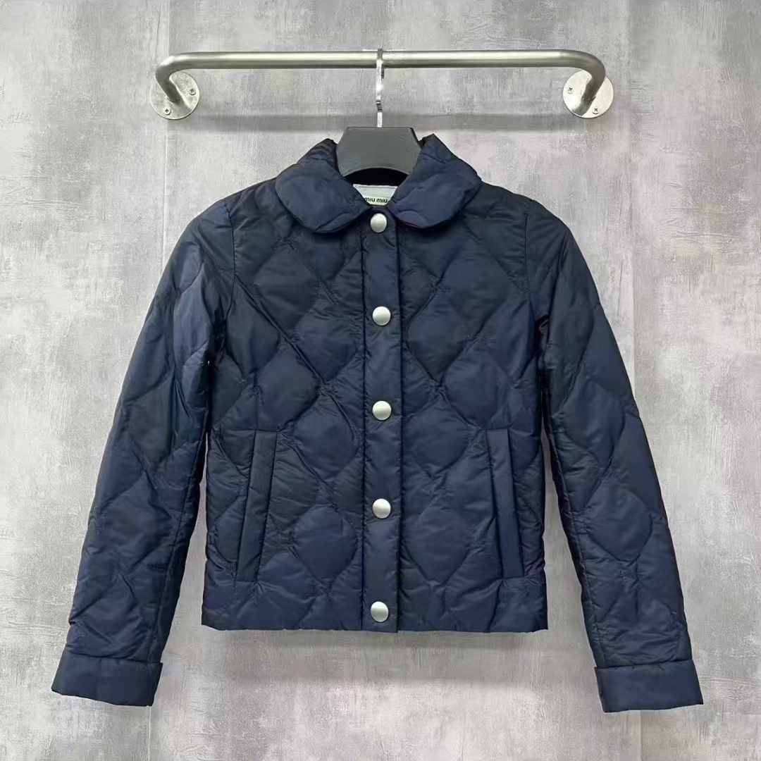 99新 MIU MIU/缪缪 HZ二手奢侈品miumiu藏蓝色棉服外套40码h470