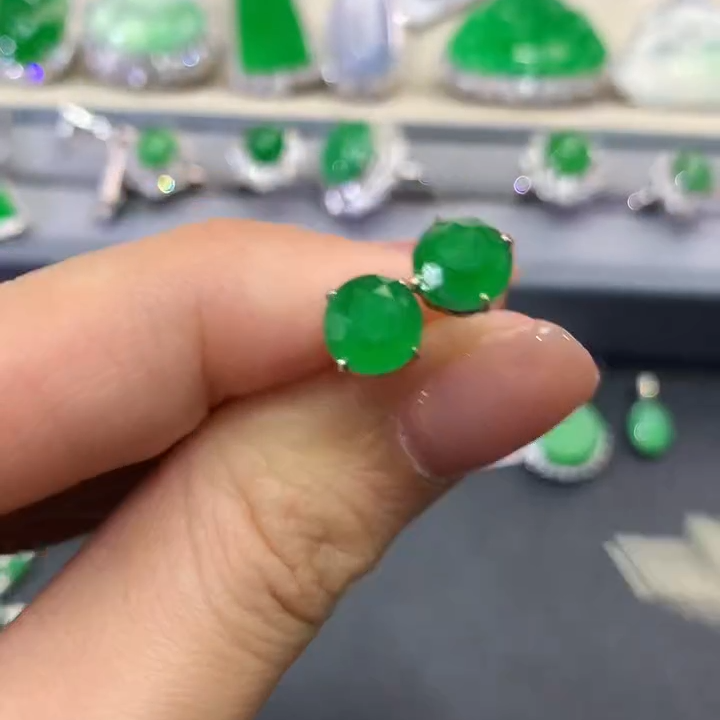 翡翠耳饰18K金镶嵌 a17多样性一件发货-JH