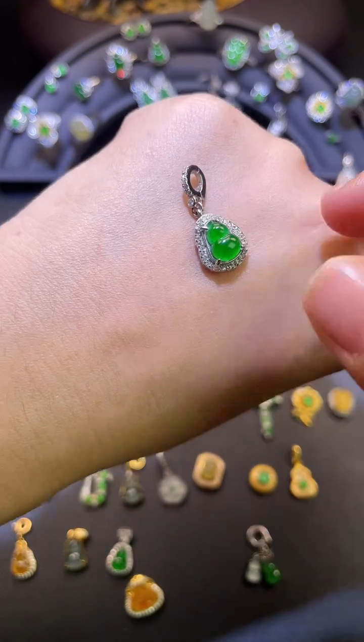 吊坠(不含链)银S925镶嵌翡翠1