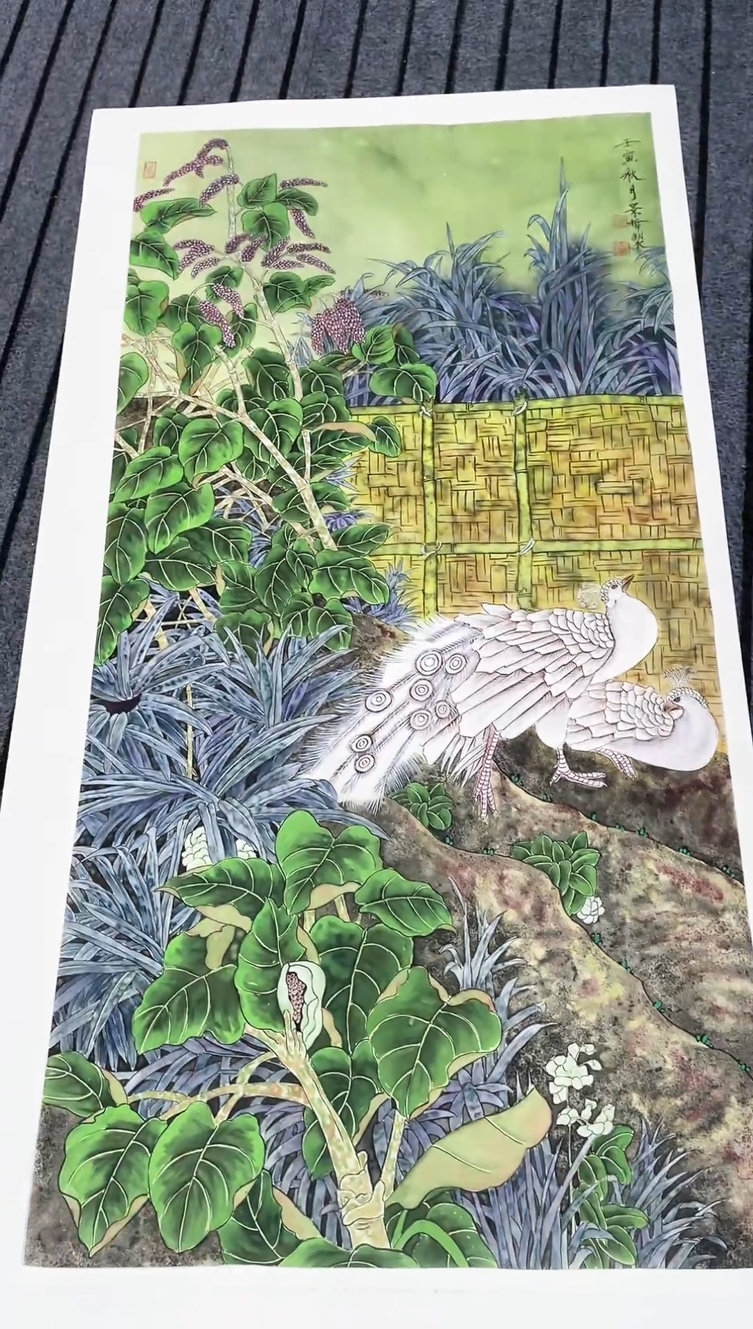 精品国画人物作品绢布