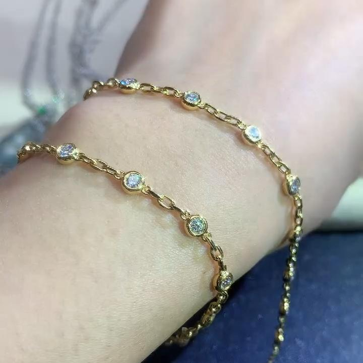 玥集珠宝 18k金 钻石泡泡手链 多样性发货一件