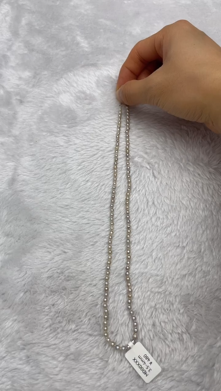 项链银S925镶嵌海水珍珠AK真多麻3.5-4mm