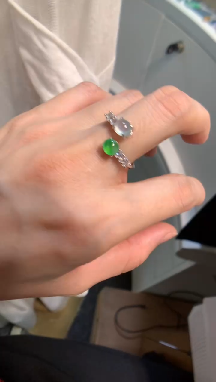 银S925镶嵌戒指翡翠戒指