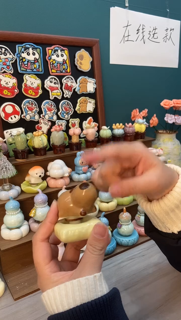 摆件陶咖色卡皮吧啦景德镇陶瓷摆件1个装