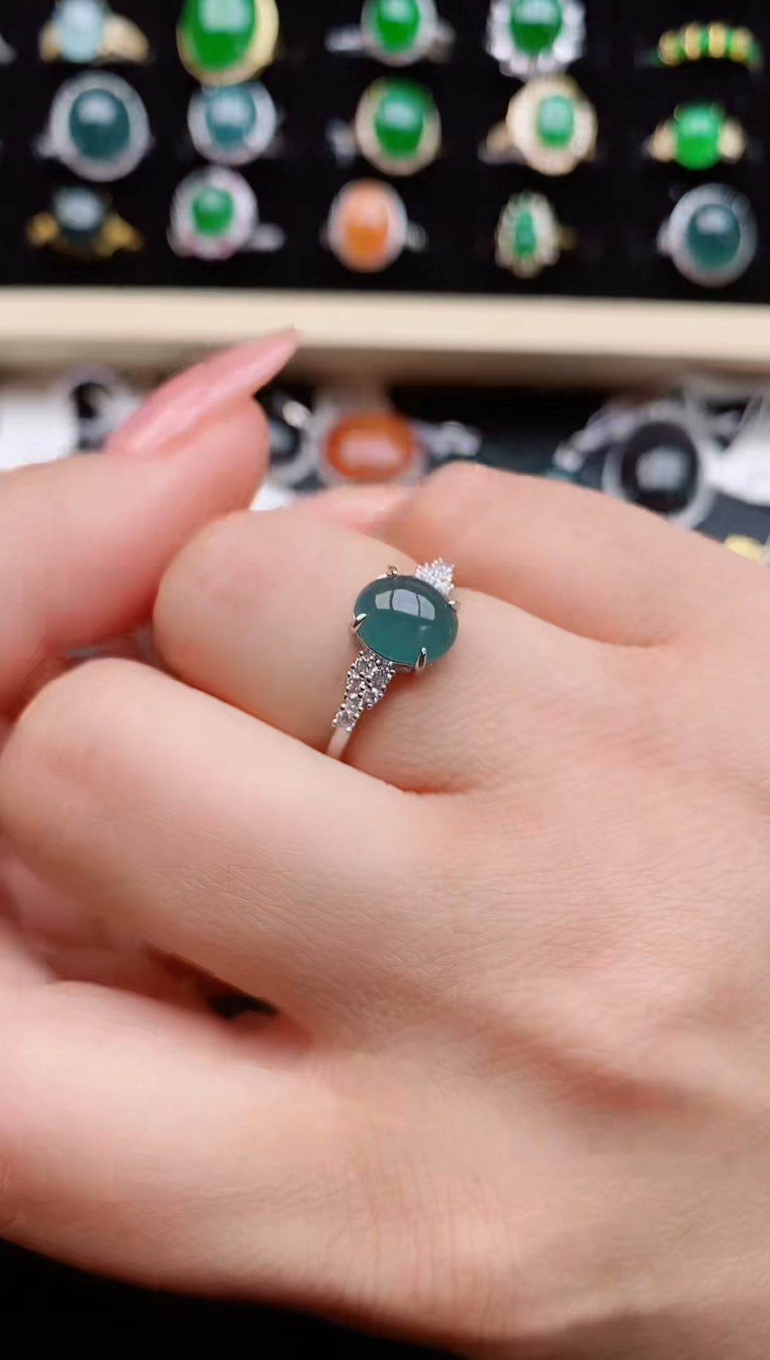 【闪购商品】翡翠戒指银S925镶嵌1321