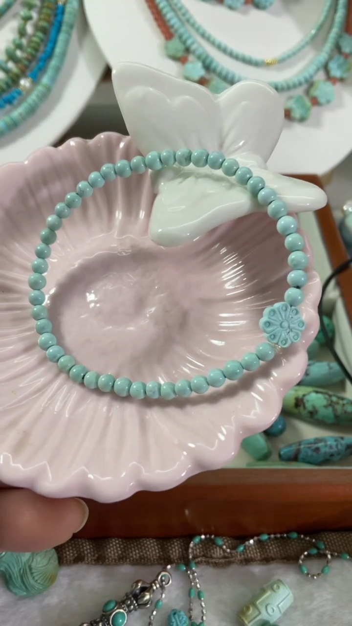 未镶嵌绿松石珠宝奇石3.8mm素圈手串