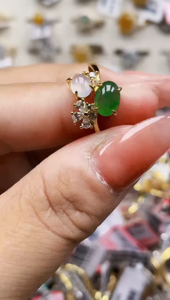 银S925镶嵌戒指翡翠0600