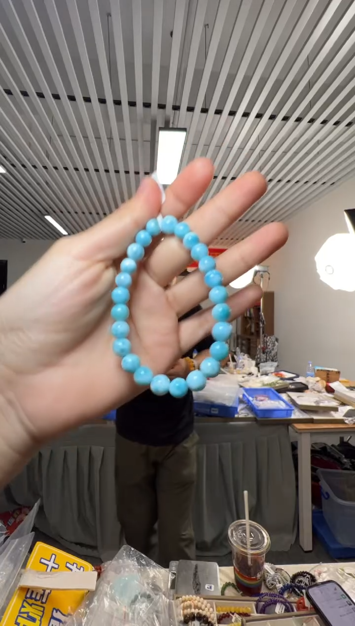 针钠钙石（海纹石）未镶嵌手串约7mm高品质海纹石圆珠手串