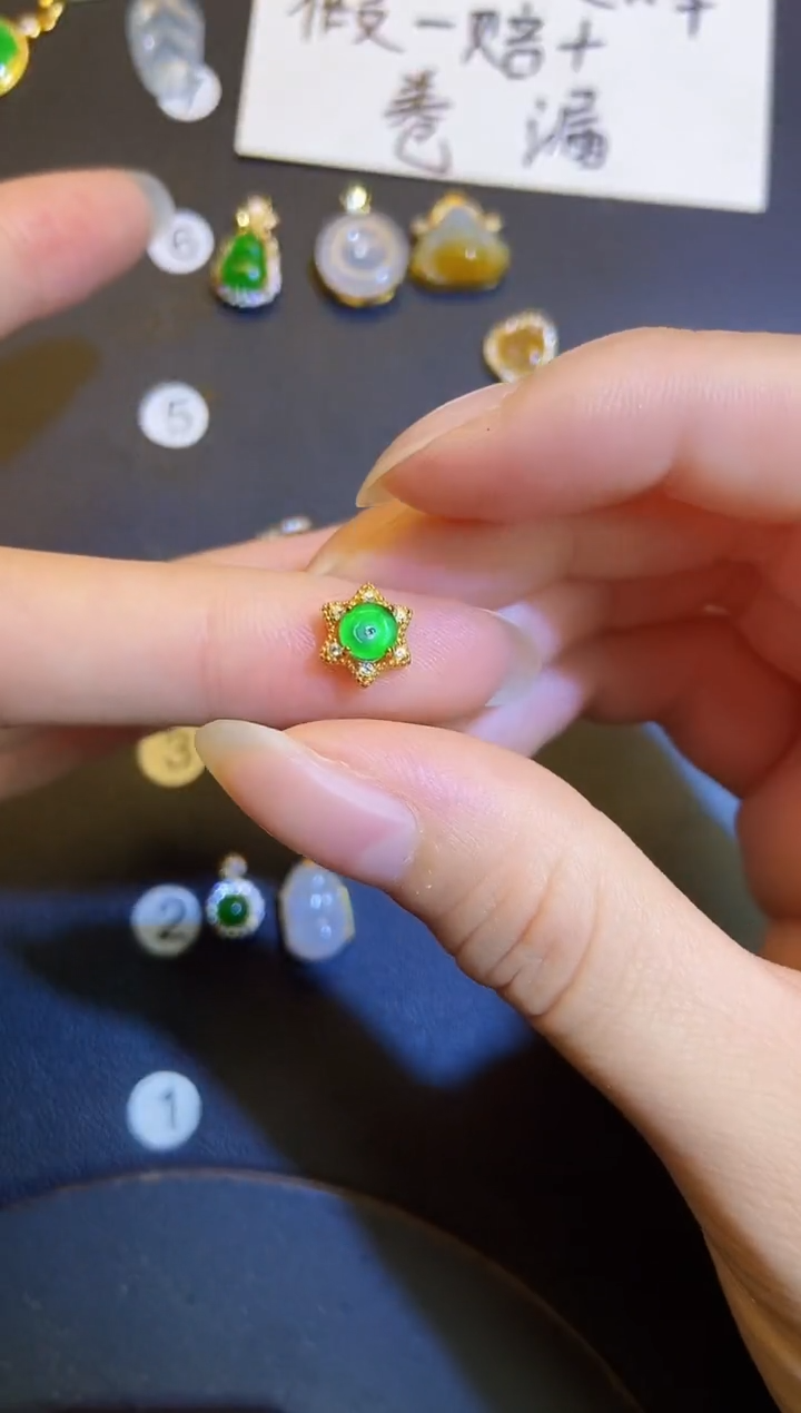 吊坠(不含链)银S925镶嵌翡翠1