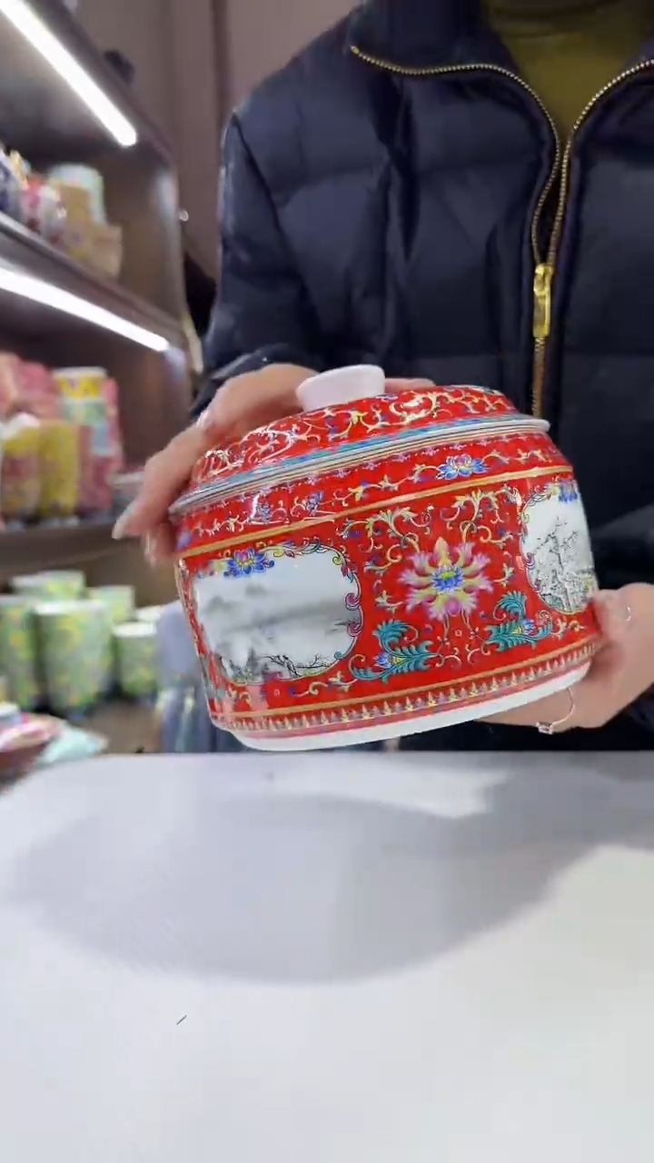 【闪购商品】瓷片景德镇陶瓷茶叶罐1个