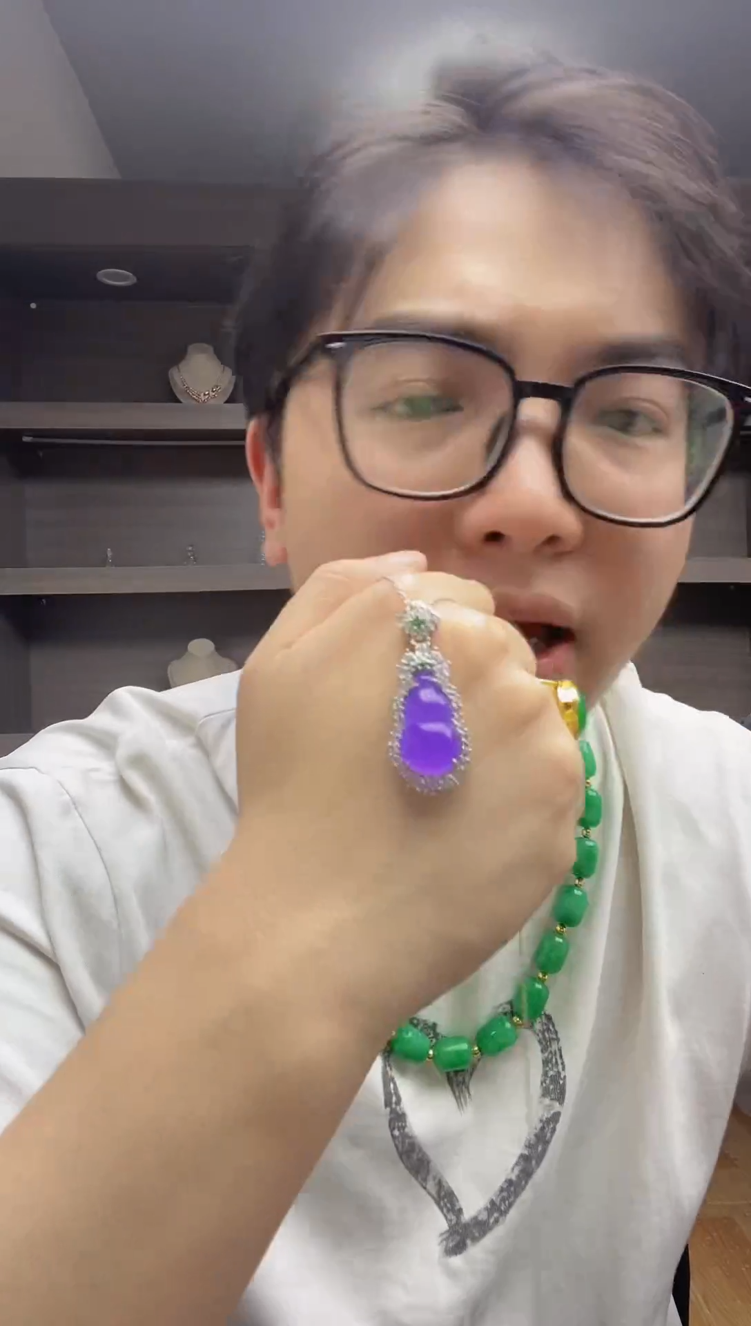 翡翠未镶嵌吊坠(赠链)【浠家定制】缅料紫罗兰葫芦吊坠