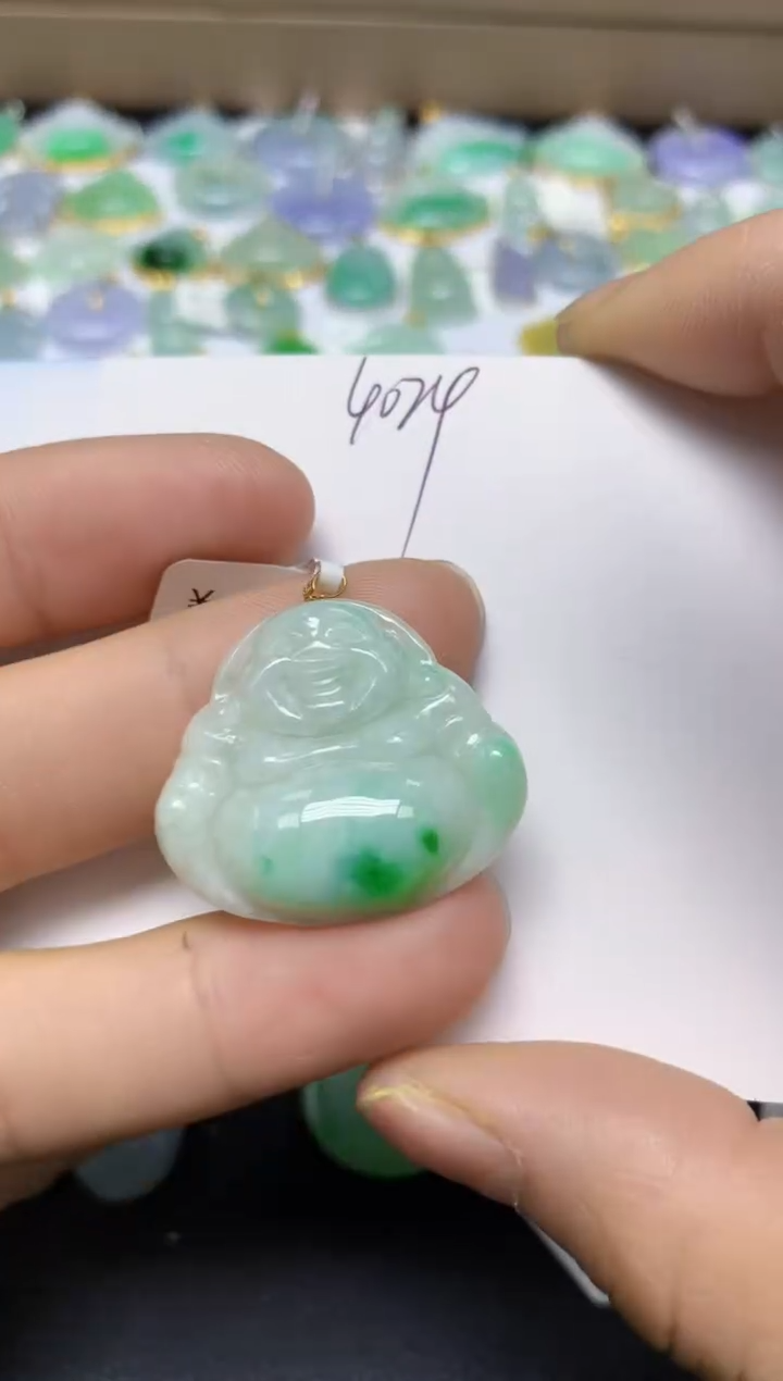 【闪购商品】翡翠挂件18K金镶嵌 天然翡翠A货