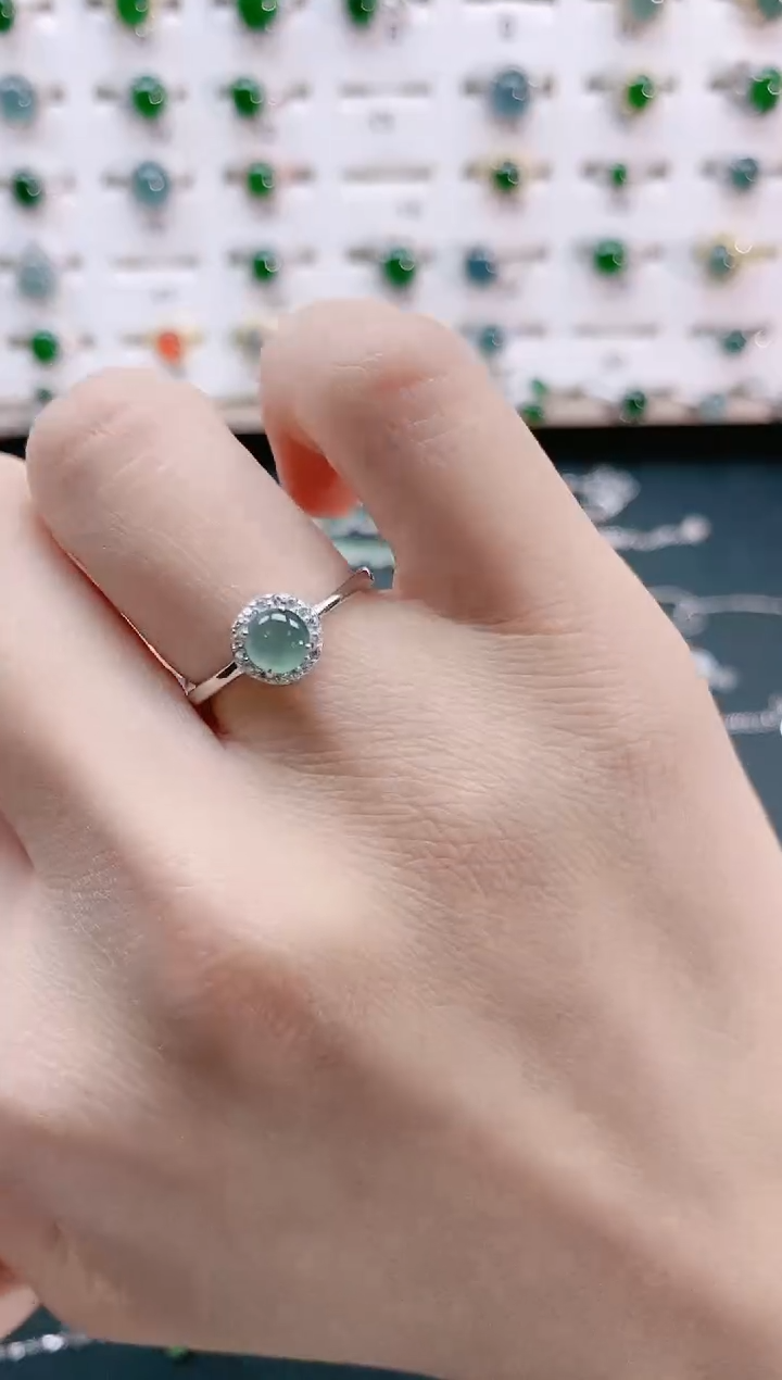 【闪购商品】翡翠戒指银S925镶嵌天然翡翠