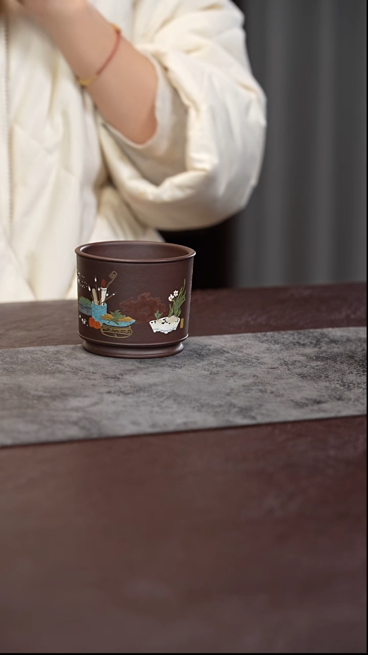 茶杯紫泥别****友天青清供