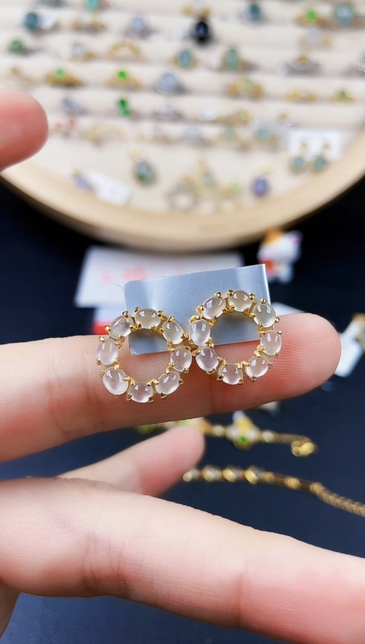 【闪购商品】翡翠银S925镶嵌耳饰54654