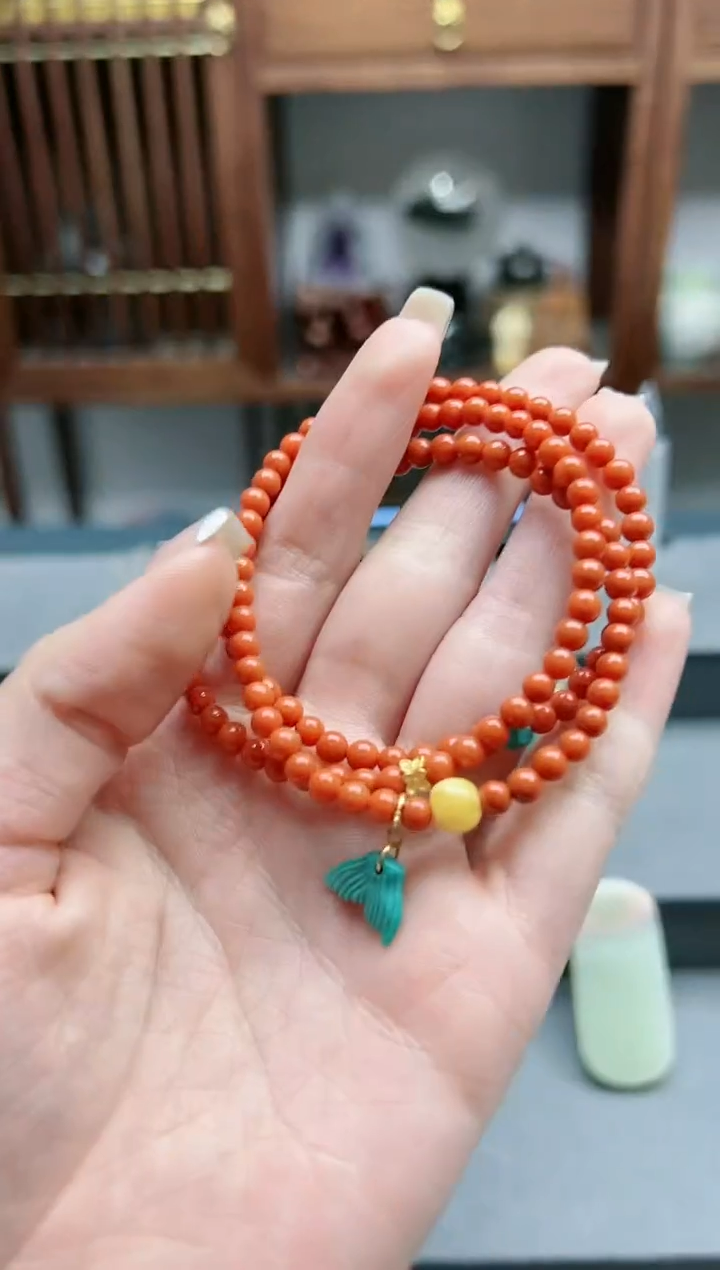 【闪购商品】南红玛瑙颈饰18K金镶嵌18k金南红多宝长串*1 LX