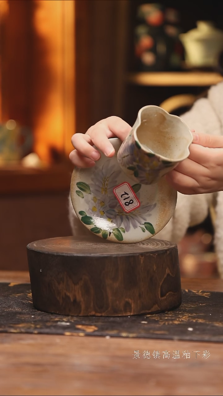 陶瓷景德镇高温釉下手绘陶瓷@L812@