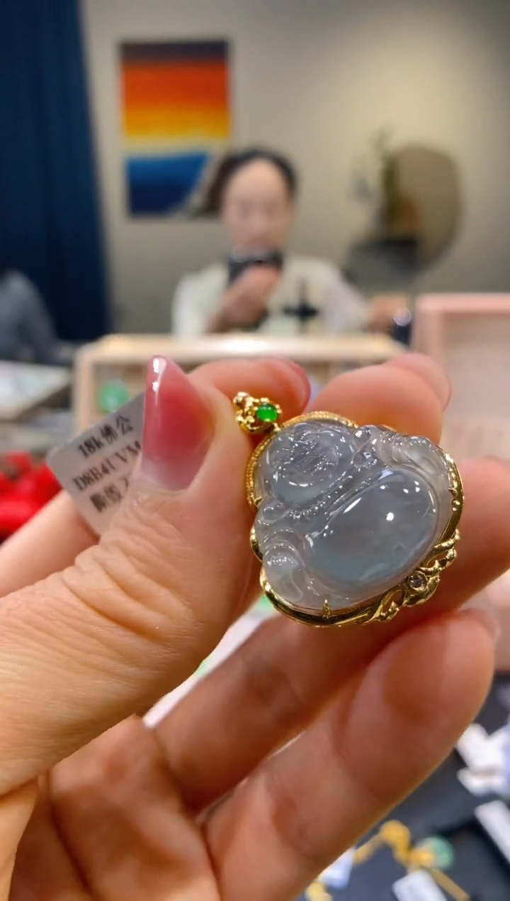 【闪购商品】翡翠吊坠(不含链)18K金镶嵌佛公