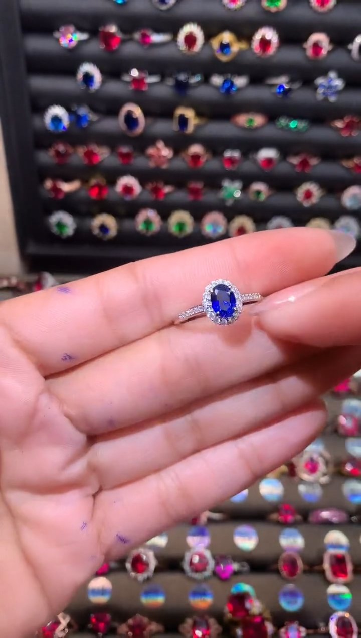 【闪购商品】蓝宝石戒指银S925镶嵌68