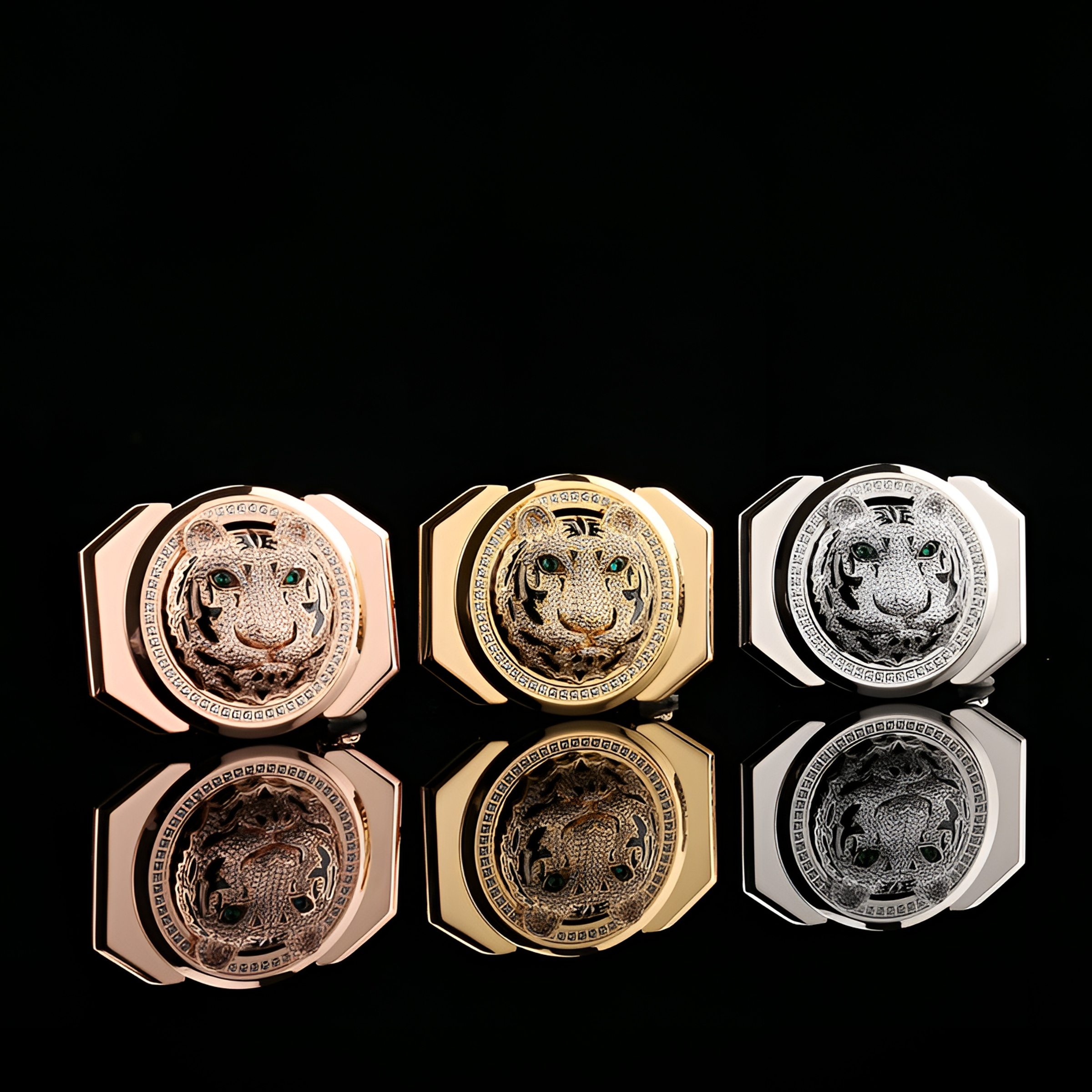 【老虎镶钻扣头】3.8高档皮带头生肖皮带扣龙扣老虎扣男士腰带单扣