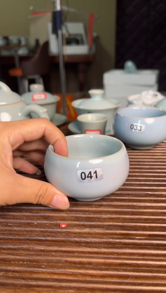 杯041号天青窑变紫罗兰带足禅定杯