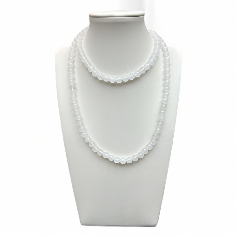 A045精品白冰8mm108颗多圈项链国风