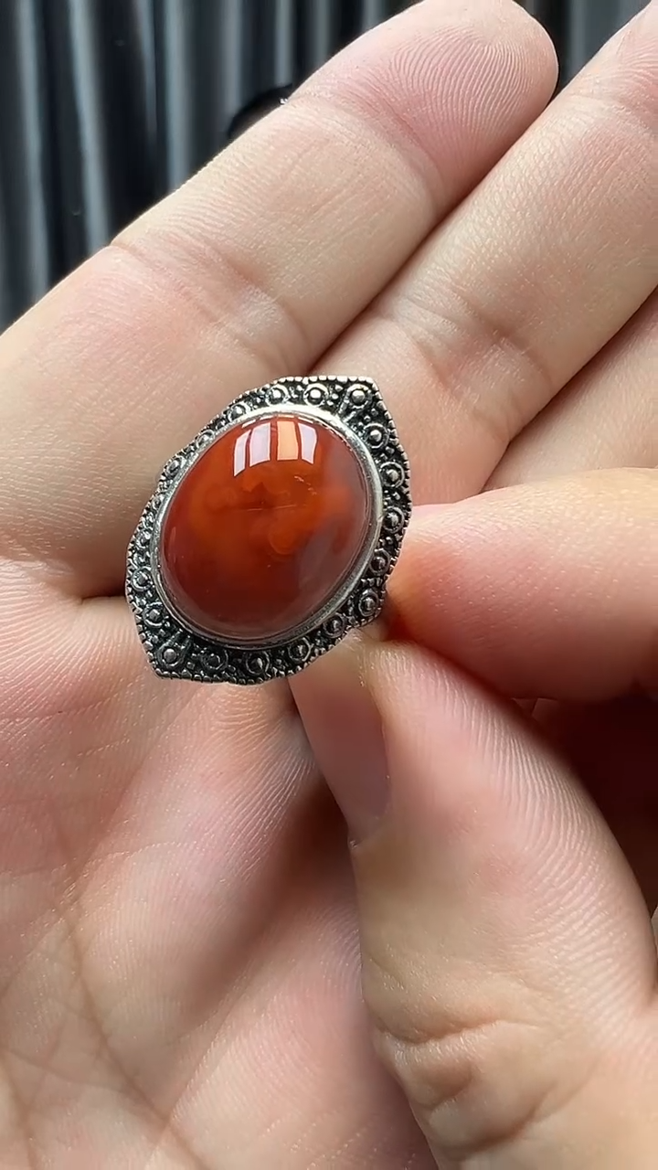 银S925镶嵌南红玛瑙戒指01